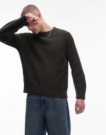 ARKET linen blend knitted sweater in dark green