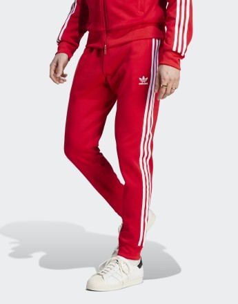 adidas Originals Adicolor classics sst track pants in better scarlet / white
