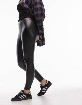 Topshop Hourglass faux leather legging in black