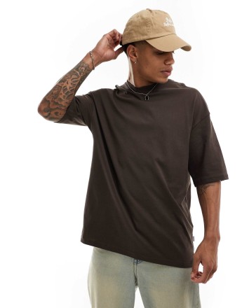 Jack & Jones super oversized t-shirt in chocolate brown