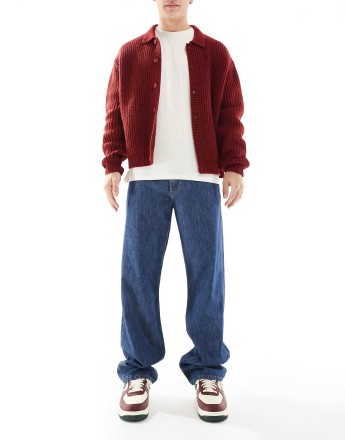 Lee Asher lightweight loose straight fit jeans in mid blue wash