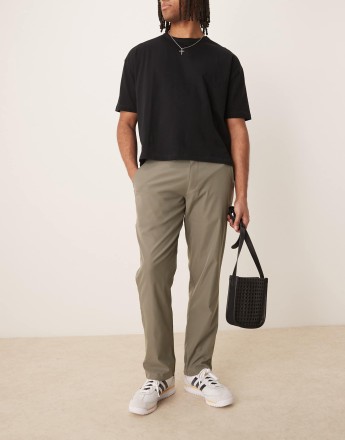 Abercrombie & Fitch straight leg tailored trousers in olive