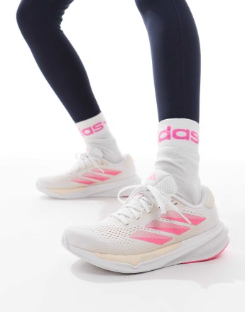 adidas Running Supernova Stride 2 in white peach and pink
