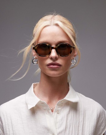 & Other Stories small round sunglasses in brown tortoise