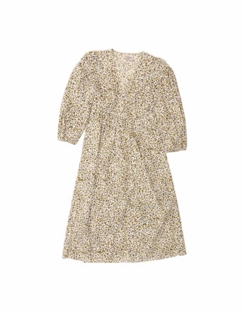 Vintage Long Sleeve Tea Dress It 38 XS In Khaki Floral