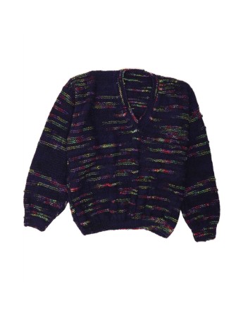 Vintage V-neck Jumper Sweater UK 20 2XL In Purple Striped