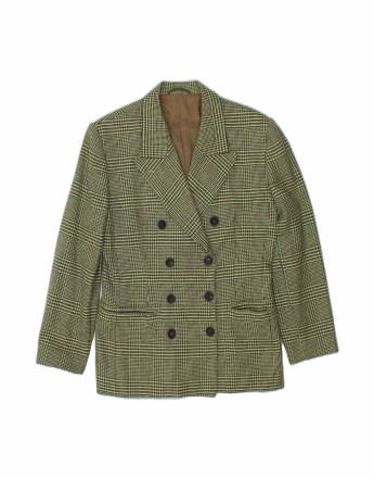 Vintage Double Breasted Blazer Jacket EU 38 Medium In Green Check