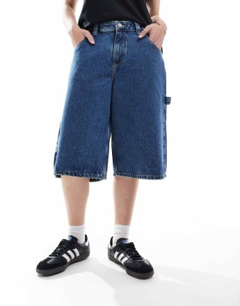 Dr Denim Bree Worker baggy fit mid waist denim jorts in mid retro