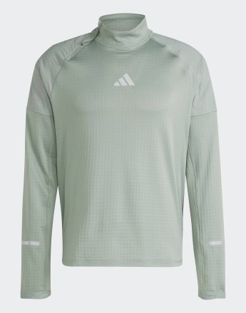 adidas performance Ultimate hi vis reflective 1/2-zip top in silver green