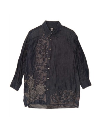 Vintage Gianfranco Ferre Denim Dress UK 14 Medium In Blue Floral