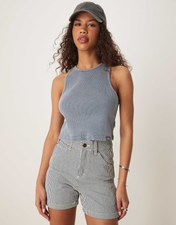 Dickies hickory stripe carpenter shorts in navy