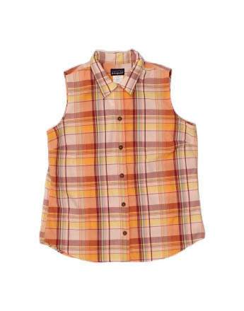 Vintage Patagonia Sleeveless Shirt Uk 14 Medium In Beige Check