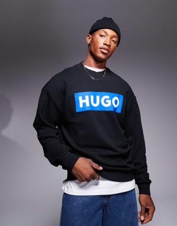 HUGO BLUE Niero central logo sweatshirt in black