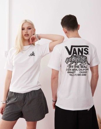 Vans sneaky graphic back print t-shirt in white