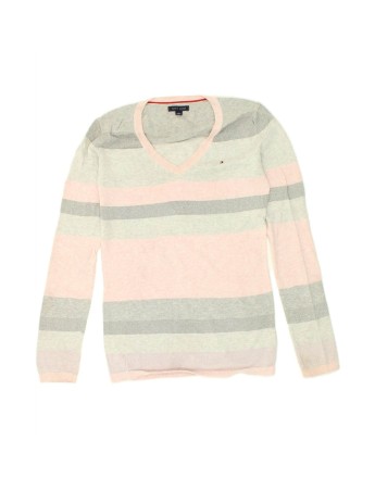 Vintage Tommy Hilfiger Size XS Striped Relaxed Jumper in Grey