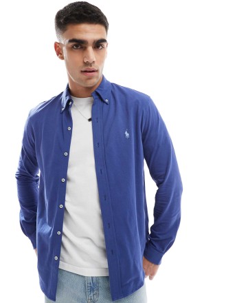 Polo Ralph Lauren icon logo pique shirt in mid blue