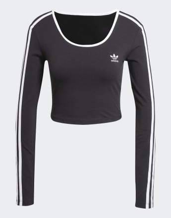 adidas Originals Adicolor 3-stripes long sleeve crop tee in black