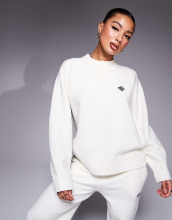 The Couture Club co-ord knit emblem jumper in off white