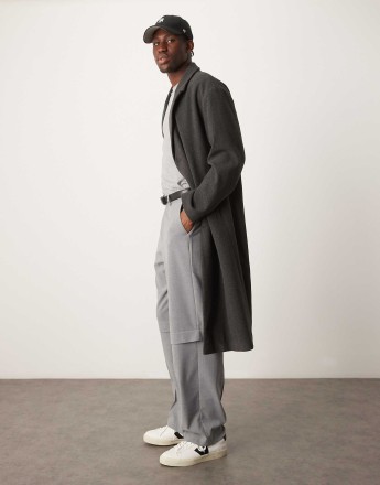 New Look relaxed overcoat in dark grey