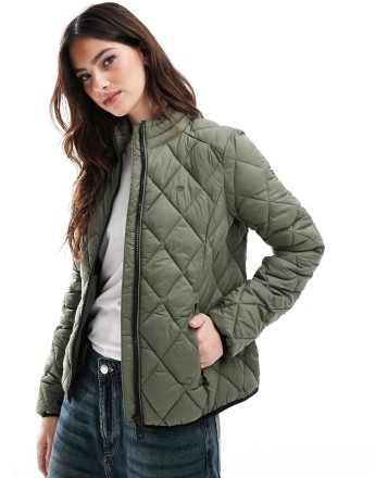 Superdry Diamond quilt fuji lite jacket in dusty olive green