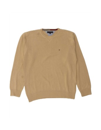 Vintage Tommy Hilfiger Crew Neck Jumper Sweater XL In Beige