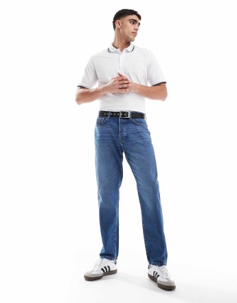 JJ Rebel tipped pique polo in white