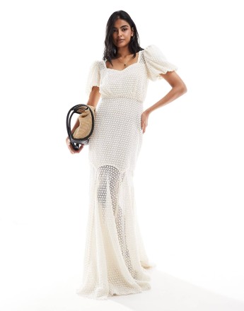 Heathe Delce lace maxi dress in white