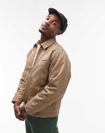 Carhartt WIP module script zip up jacket in beige