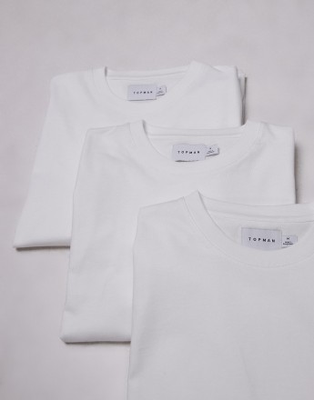 Topman 3 pack regular fit t-shirt in white