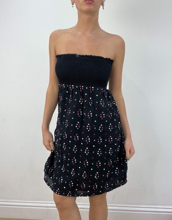 Vintage floral bandeau dress in black
