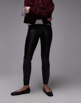 Topshop faux leather skinny trouser in black