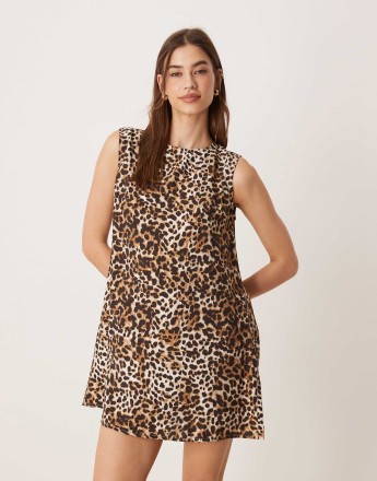 Glamorous A-line mini dress in leopard print - MULTI