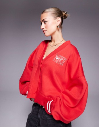 Nike Phoenix Fleece Classic cardigan in red