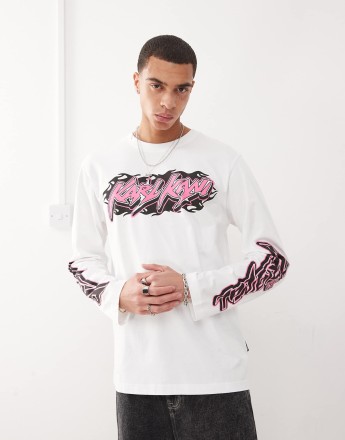Karl Kani Signature long sleeve heart graphic logo t-shirt in white