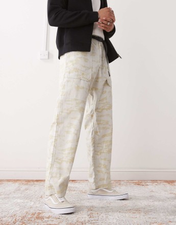 Gramicci canvas camo trousers in beige