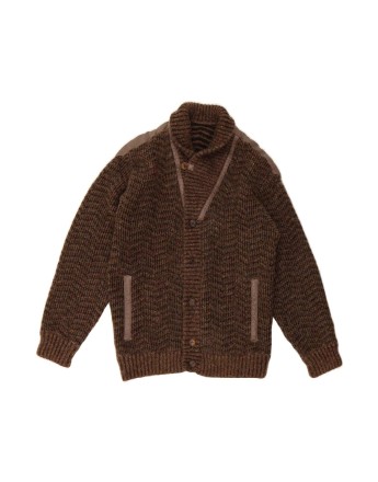 Vintage Knit Bomber Jacket UK 36 Small In Brown Wool