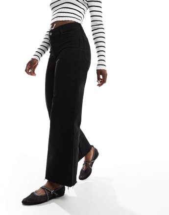 Mango Catherin wide leg jeans in black