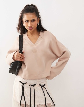 adidas Originals ballet v-neck sweat in pink