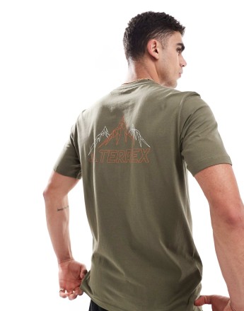 adidas Outdoor Terrex t-shirt with chest logo in olive green