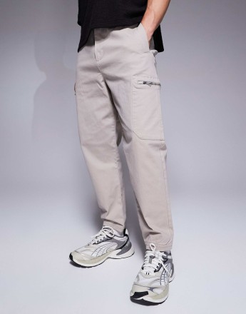 Armani Exchange cuffed cargo trouser in beige