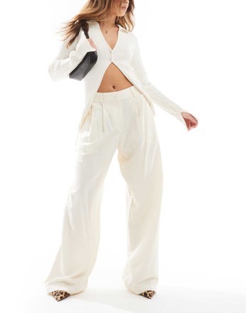 AWARE drapey tailored dad trouser in cream