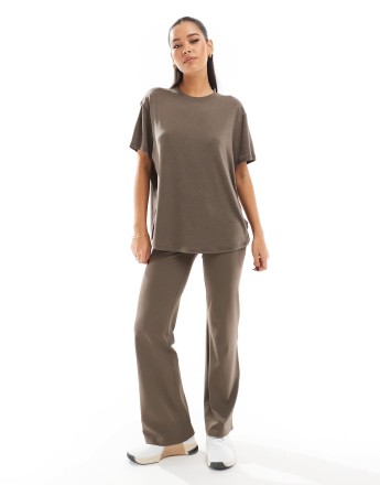Nike One Training Dri-FIT fold over flared leggings in brown