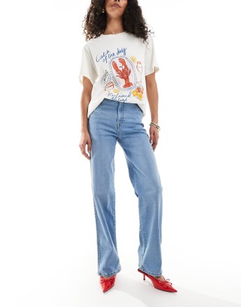 Dr Denim Moxy straight leg jeans in vale light wash blue