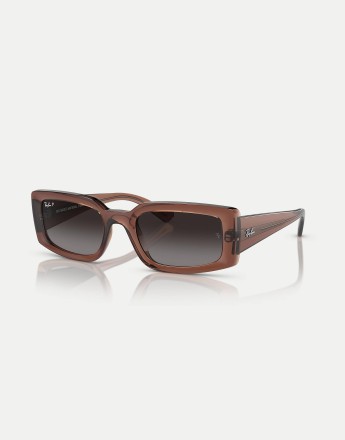 Ray-Ban kiliane  rectangle polarised sunglasses with grey lens in transparent brown