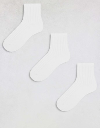 Weekday Bella 3-pack ribbed socks in white