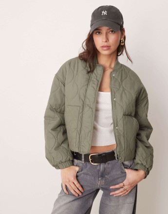 New Look padded bomber jacket in khaki