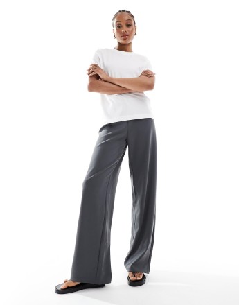 Vero Moda Tall loose pull on trousers in grey pinstripe