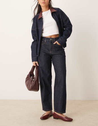 Gina Tricot barrel leg jeans in clean indigo blue rinse wash