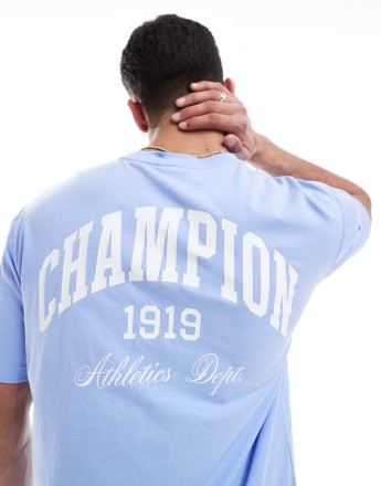 Champion varsity back print short sleeve t-shirt in blue