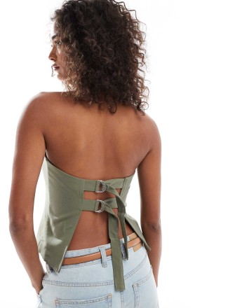 Cotton:On Luis halter seam top in burnt olive